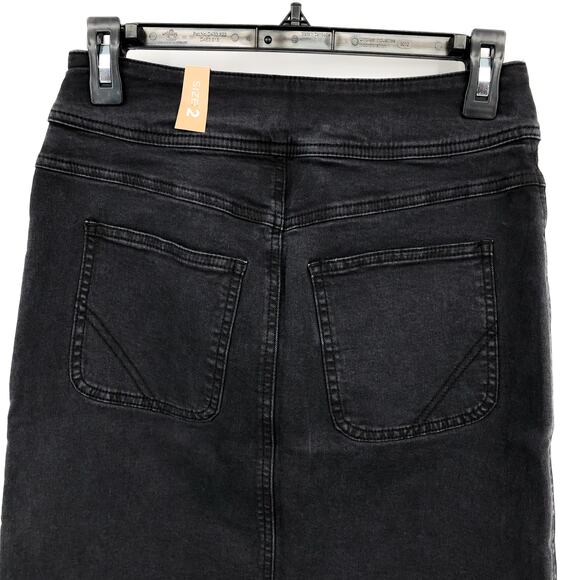 PRANA Women's Broadway Denim Pencil Skirt Size 2 Black Onyx Organic Stretch NWT - Picture 7 of 10
